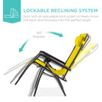 Best Choice Products Folding Zero Gravity Outdoor Recliner Patio Lounge Chair W/Adjustable Canopy Shade, Headrest, Side Accessory Tray, Textilene Mesh - Sunflower Yellow