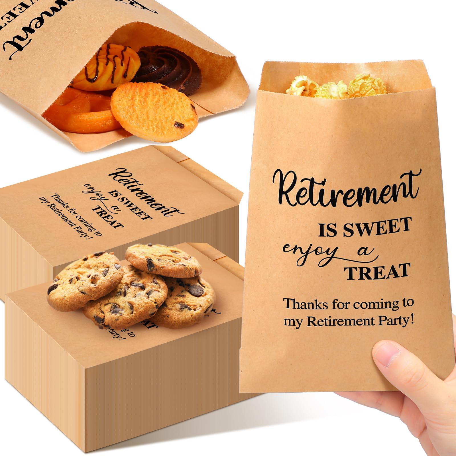 Gilprop 100 Pcs Happy Retirement Treat Bags Retirement Party Favors for Guests Thank You Gift Bags for Cookie Popcorn Candy Reti