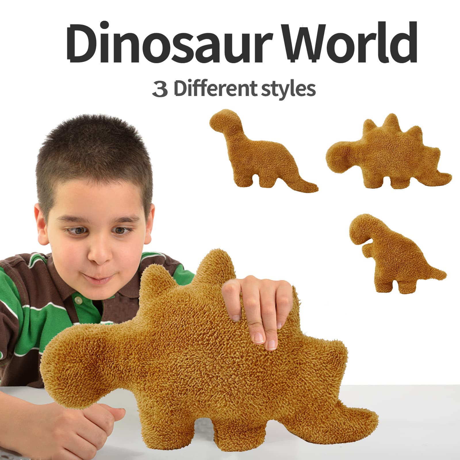 Isaacalyx Dino Nugget Pillow, Brontosaurus-16 Inch Soft Dinosaur Chicken Nuggets Pillow For Birthday Gifts, Dinosaur Theme Party