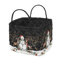 Qznuberone Christmas Quilted Fabric Basket with Pocket Foldable Laundry Hamper Snowman Collapsible Storage Baskets with Handles 