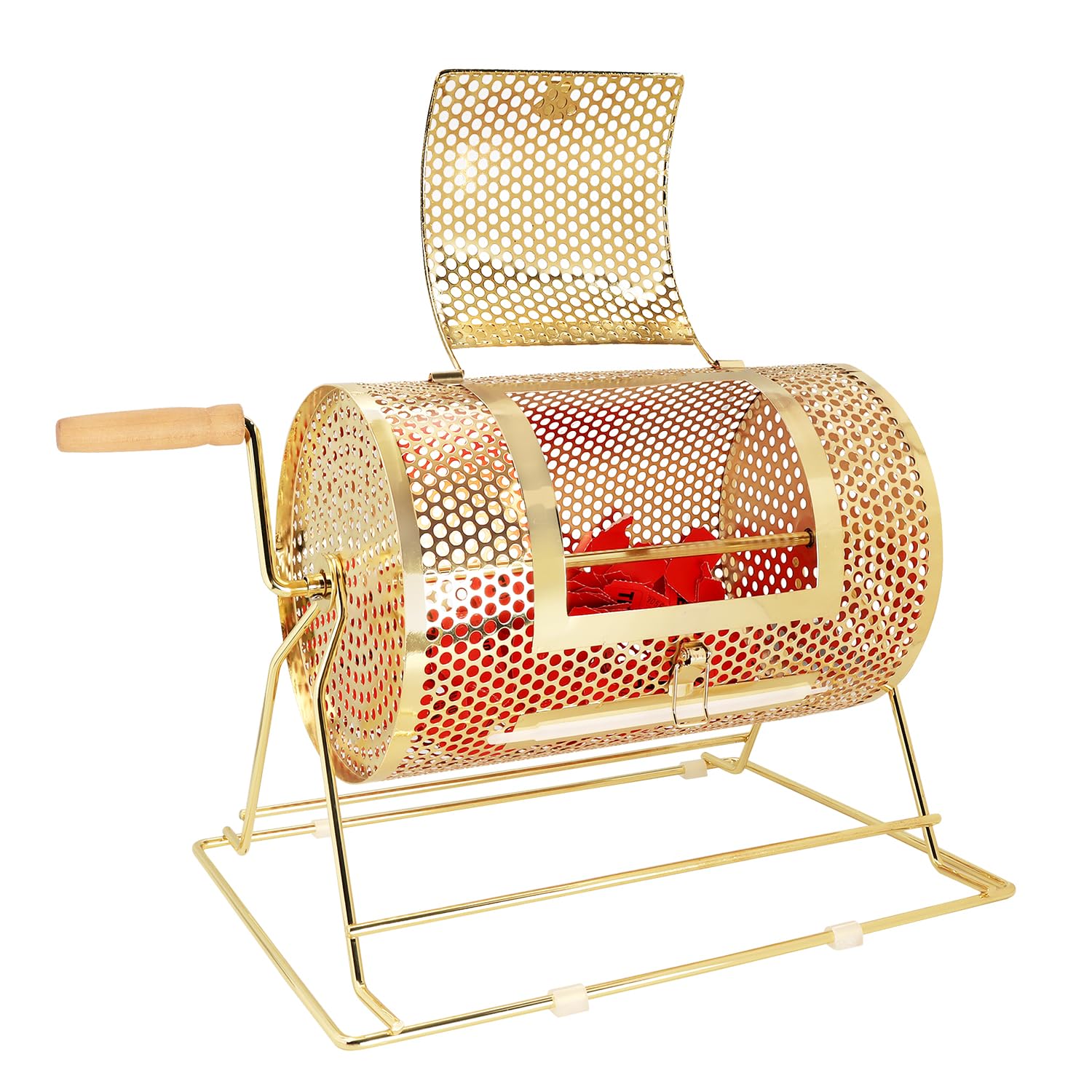 Gse Raffle Drum, Professional Brass Raffle Ticket Spinning Cage, Holds 5,000 Tickets Or 200 Ping Pong Raffle Balls (Available In