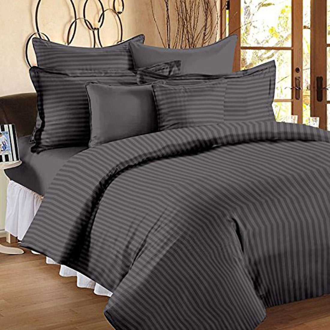 Sky Tex Plain Grey Color 350 Tc Cotton Soft Reversible Queen Size Double Bed Comforter (Size: 230X254 Cm) (Buy This Comforter Ge