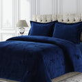 Tribeca Living Veniceduvet Venice Velvet Oversized Solid Duvet Set, Twin, Navy Blue