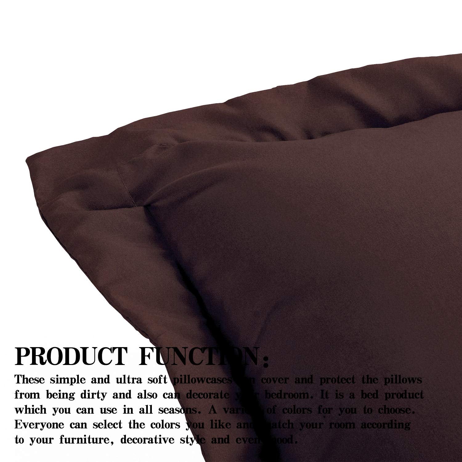Ntbay 100% Brushed Microfiber Queen Pillow Shams Set Of 2, Super Soft And Cozy, Wrinkle, Fade, Stain Resistant 20X30 Inches Oxford Pillowcases, Dark Brown
