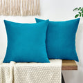 Grineed Throw Pillow Covers Decorative Velvet Set Of 2 18X18 Inch Pillow Covers, Soft Teal Pillowcases For Couch Sofa Bed Living