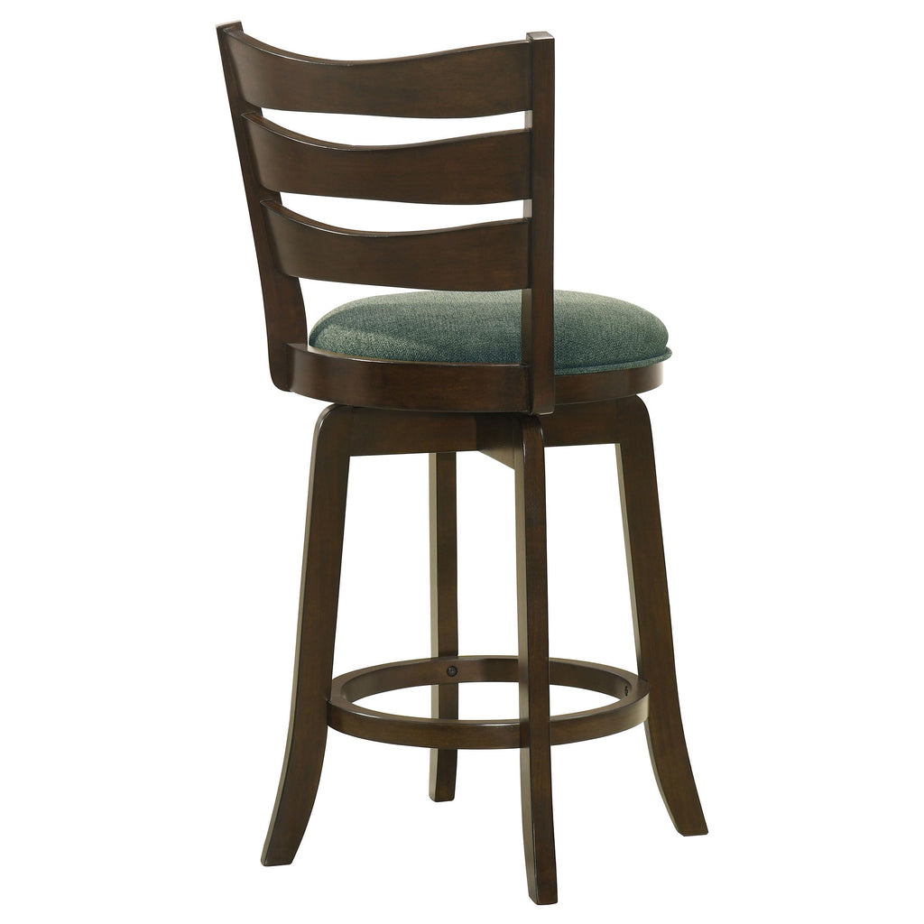 Coaster Home Furnishings Murphy Ladder Back Counter Height Swivel Bar Stool Dark Cherry and Hunter Green