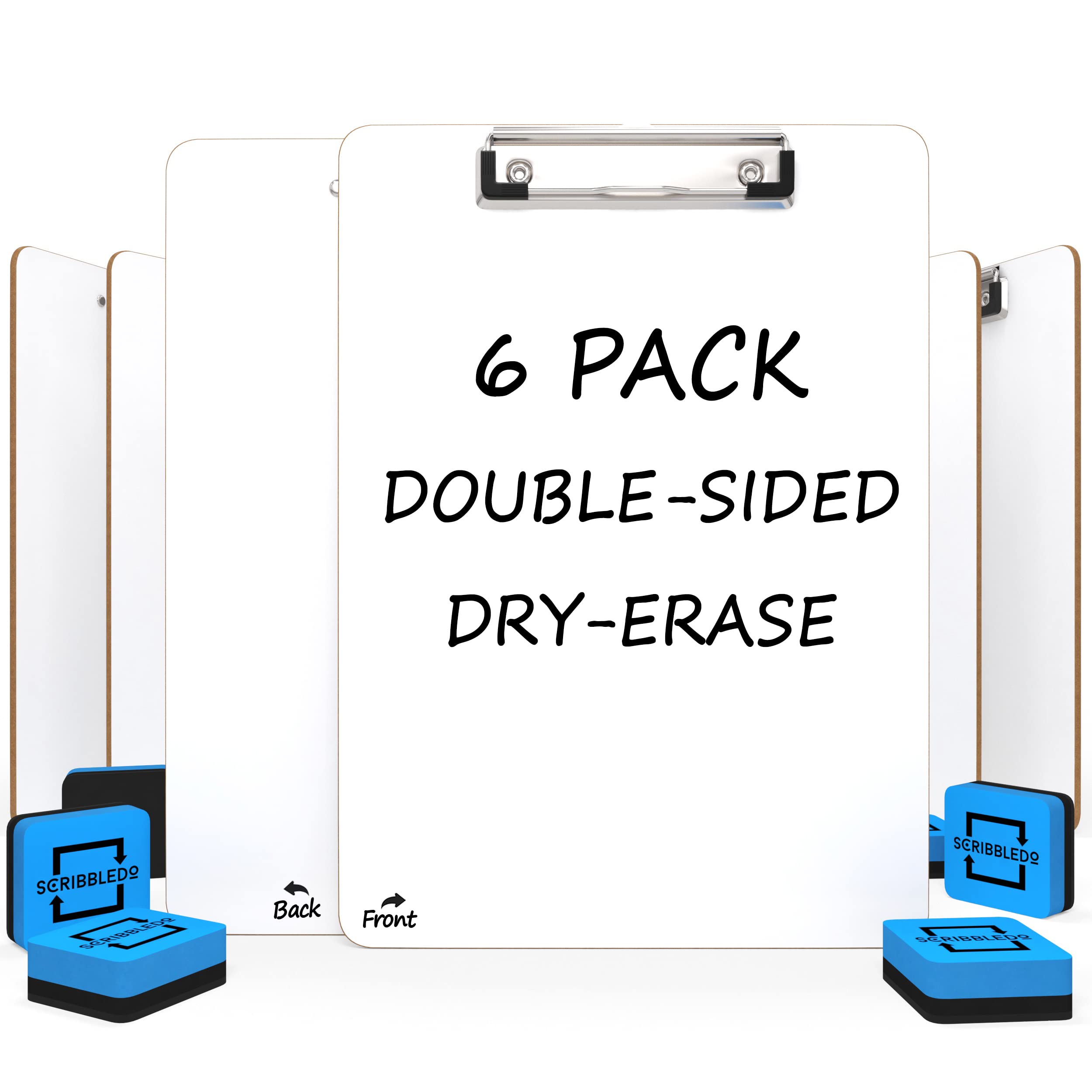 Dry Erase Clipboards Pack Of 6, Durable Double-Sided 9'X12' White Clipboard With 6 Dry Erase Erasers, White Board Clipboard Wi