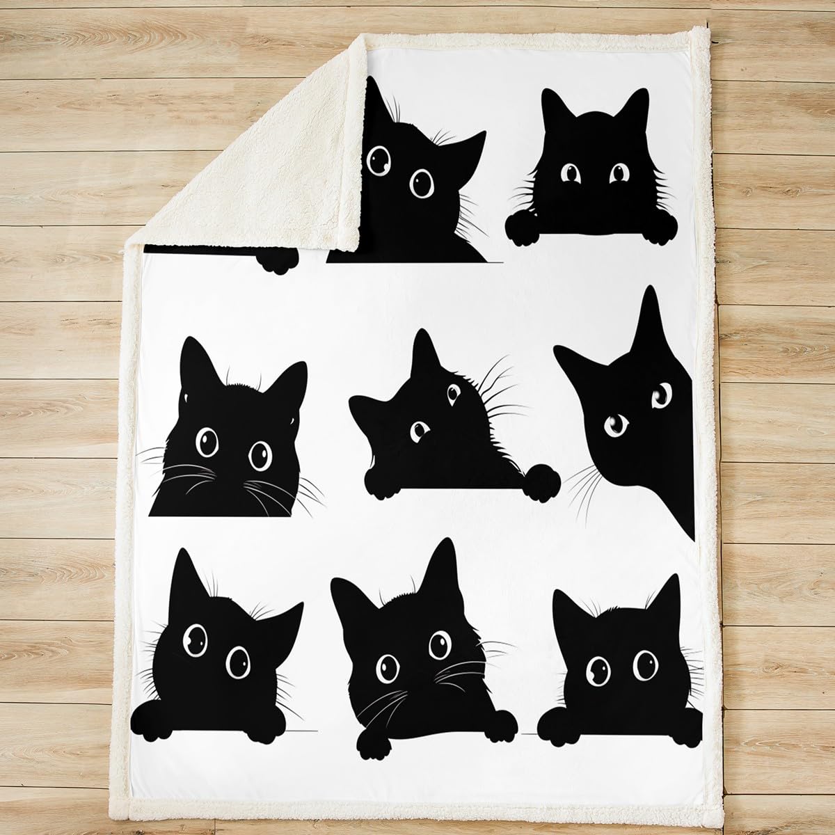 Feelyou Black Cat Fuzzy Blanket For Kids Toddler Cute Pet Cats Fleece Throw Blanket Kawaii Kitten Plush Blanket And Throws Super Soft Cozy Animal Sherpa Blanket 60'X80'