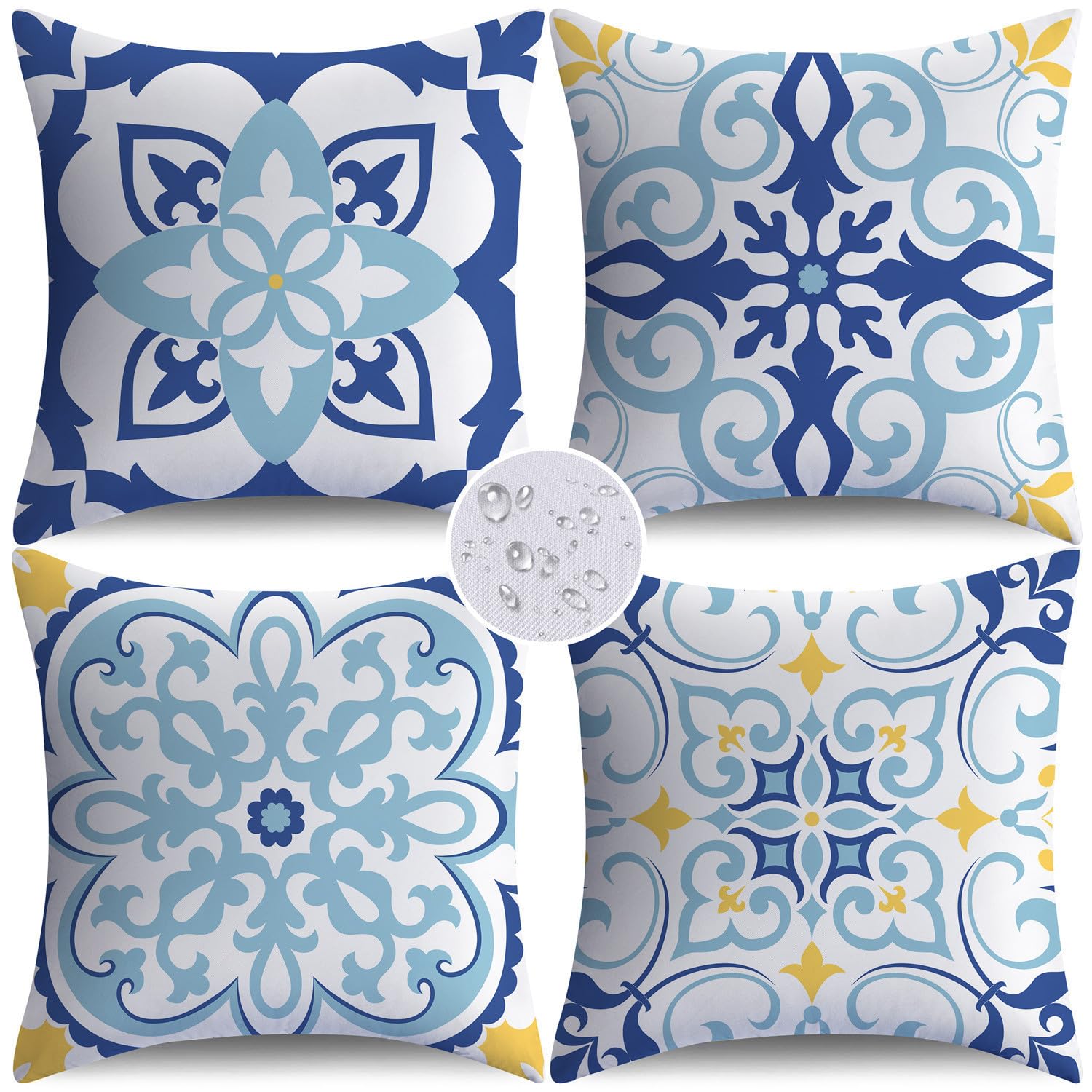 Nightwish Outdoor Pillow Covers 18X18 Set Of 4 Waterproof Outdoor Decorative Throw Pillow Covers Boho Sofa Couch Cushion Cases F