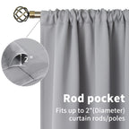 Bgment Light Grey Blackout Curtains 90 Inches Length - Rod Pocket Room Darkening Window Drapes For Bedroom Living Room Office, 2 Panels, 52 X 90 Inch