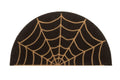 Spider Web Dark Coir Doormat - Half Circle Non-Slip Welcome Door Mat Halloween Decor Mat 17X29 Inch Indoor Mat