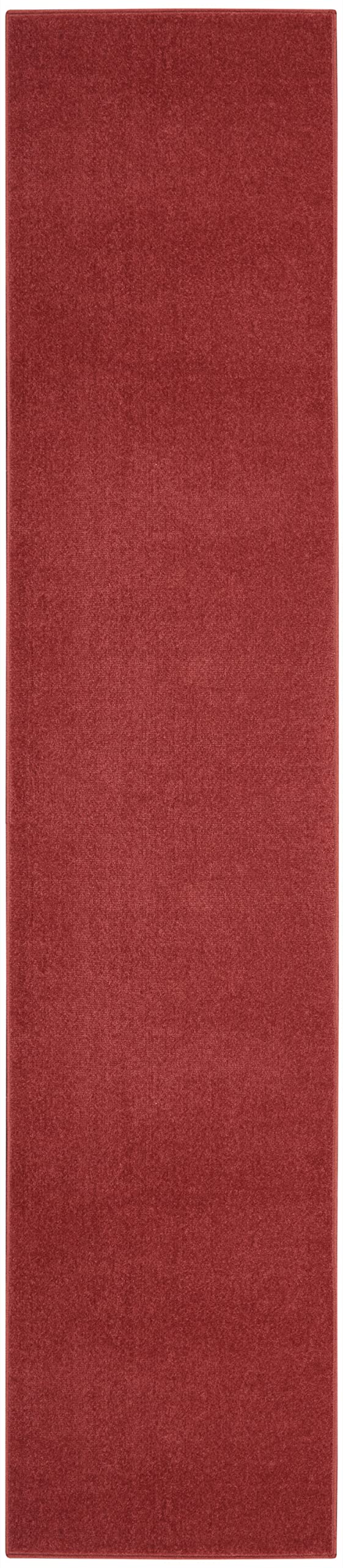 Nourison Essentials Solid Indoor/Outdoor Brick Red 2'2' X 16 Area Rug, Easy Cleaning, Non Shedding, Bed Room, Living Room, Dining Room, Deck, Patio, Backyard (2X16)