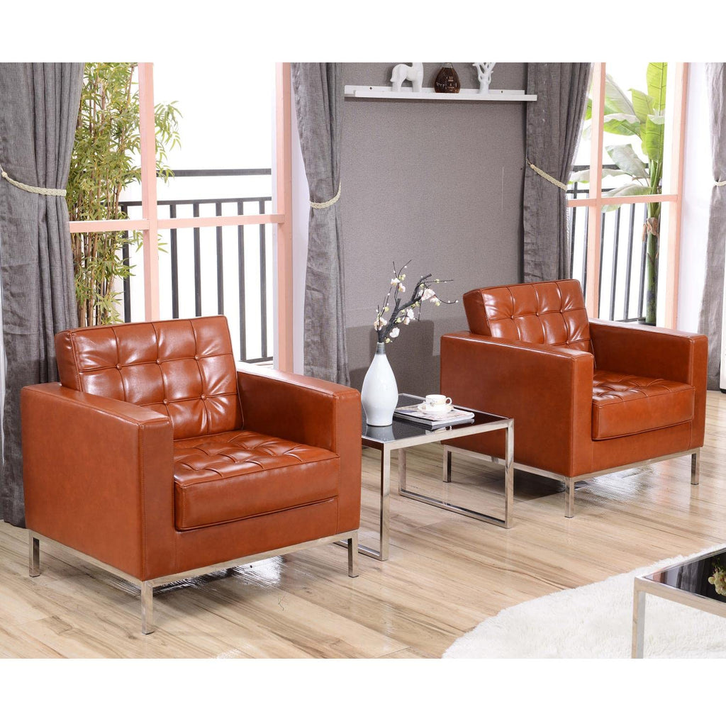 Flash Furniture Hercules Lacey Series Contemporary Cognac Leathersoft Chair With Stainless Steel Frame