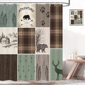 bzwcbei Cabin Retro Rustic Lodge Shower Curtain, Bear Deer Country Hunting Wild Animal Fabric Shower Curtains, Plaid Check Adven
