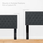 Modway Helena Tufted Button Fabric Upholstered Full/Queen Headboard With Nailhead Trim In Gray