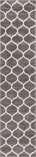 Unique Loom Trellis Frieze Collection Area Rug - Rounded (2' x 8' 8'' Runner, Dark Gray/ Ivory)