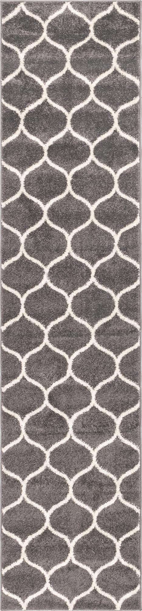 Unique Loom Trellis Frieze Collection Area Rug - Rounded (2' x 8' 8'' Runner, Dark Gray/ Ivory)