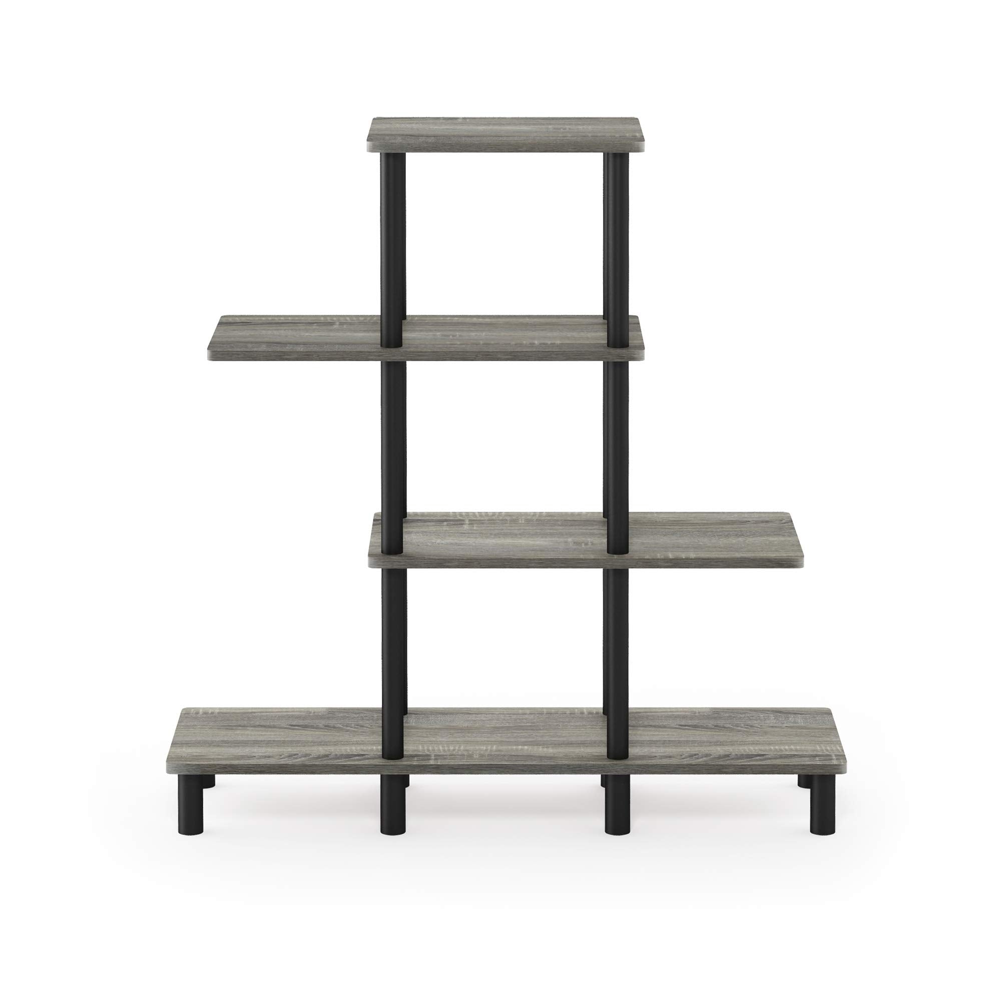 Furinno Turn-N-Tube 4-Tier Design Display Rack, French Oak Grey/Black