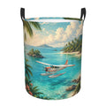 Laundry Basket Dirty Clothes Hamper for Bedroom Tropical Seaplane