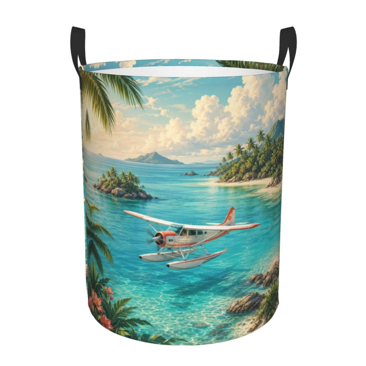 Laundry Basket Dirty Clothes Hamper for Bedroom Tropical Seaplane