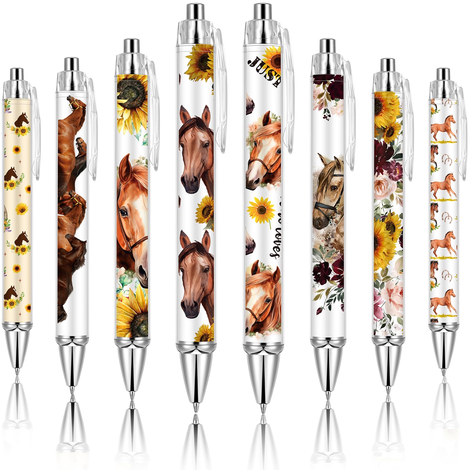 Ireer 8 Pcs Ballpoint Pens For Women 1.00 Mm Cute Black Ink Fancy Pens Fine Point Smooth Writing For Journaling Aesthetic Office