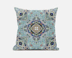 HomeRoots Aqua Brown 20â€ Aqua Blue Floral Geo Zippered Suede Throw Pillow