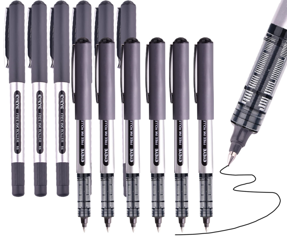 Eyeye Blue Fine Tip Pen, Bullet Tip Liquid Ink Rollerball Pens, 0.7Mm Fine Point Pens,Free Ink Roller Fine Tip Pens, Blue Ink Li