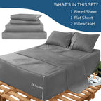 Deep Pocket Twin Sheets Set For Kids Air Mattress - Extra Deep Pocket Twin Sheet Sets - 4 Piece Bed Set Fade Resistant Fits 16In To 24In Pillow Top Air Bed Mattress(Grey)
