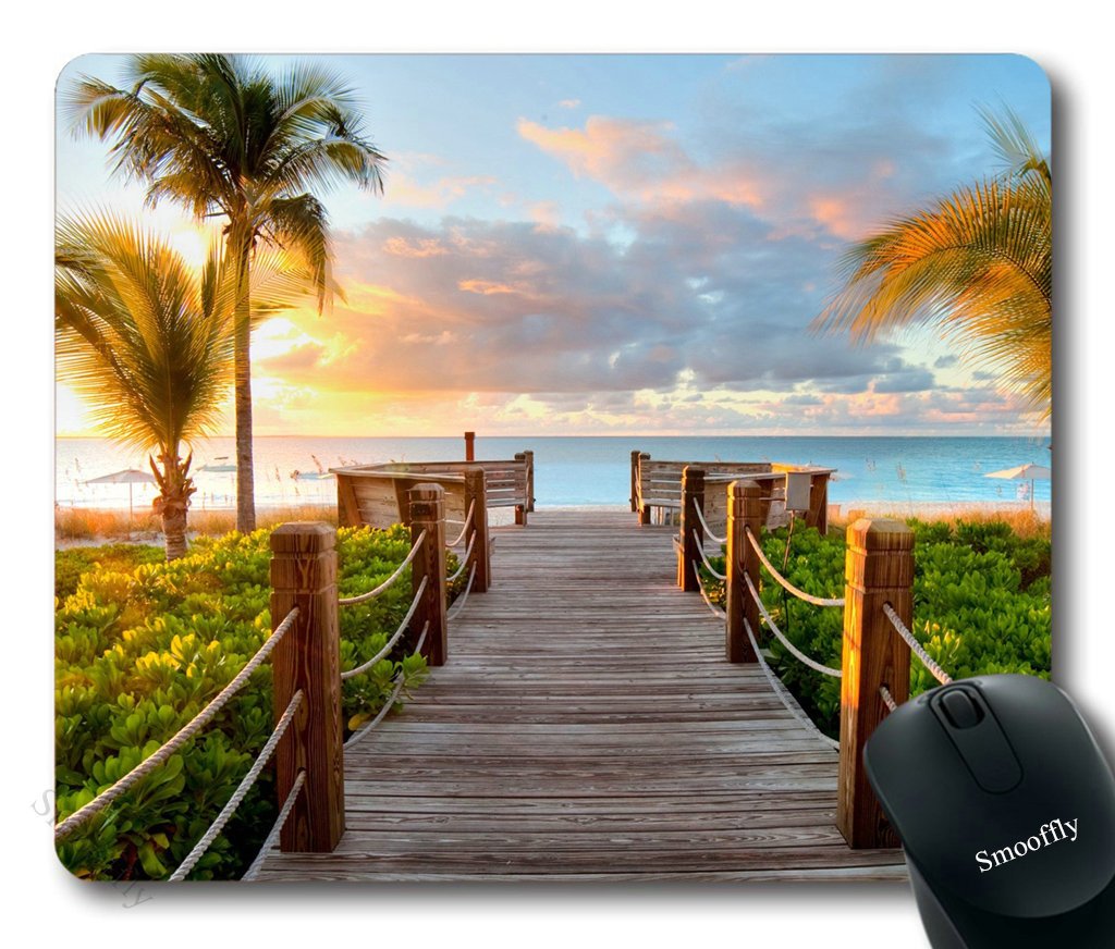 Smooffly Gaming Mouse Pad Custom,Track Palm Trees Beach Sea Ocean Personality Desings Gaming Mouse Pad