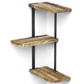 Love-KANKEI Corner Shelf Wall Mount of 3 Tier Rustic Wood Floating Shelves for Bedroom Living Room Bathroom Kitchen Office and M