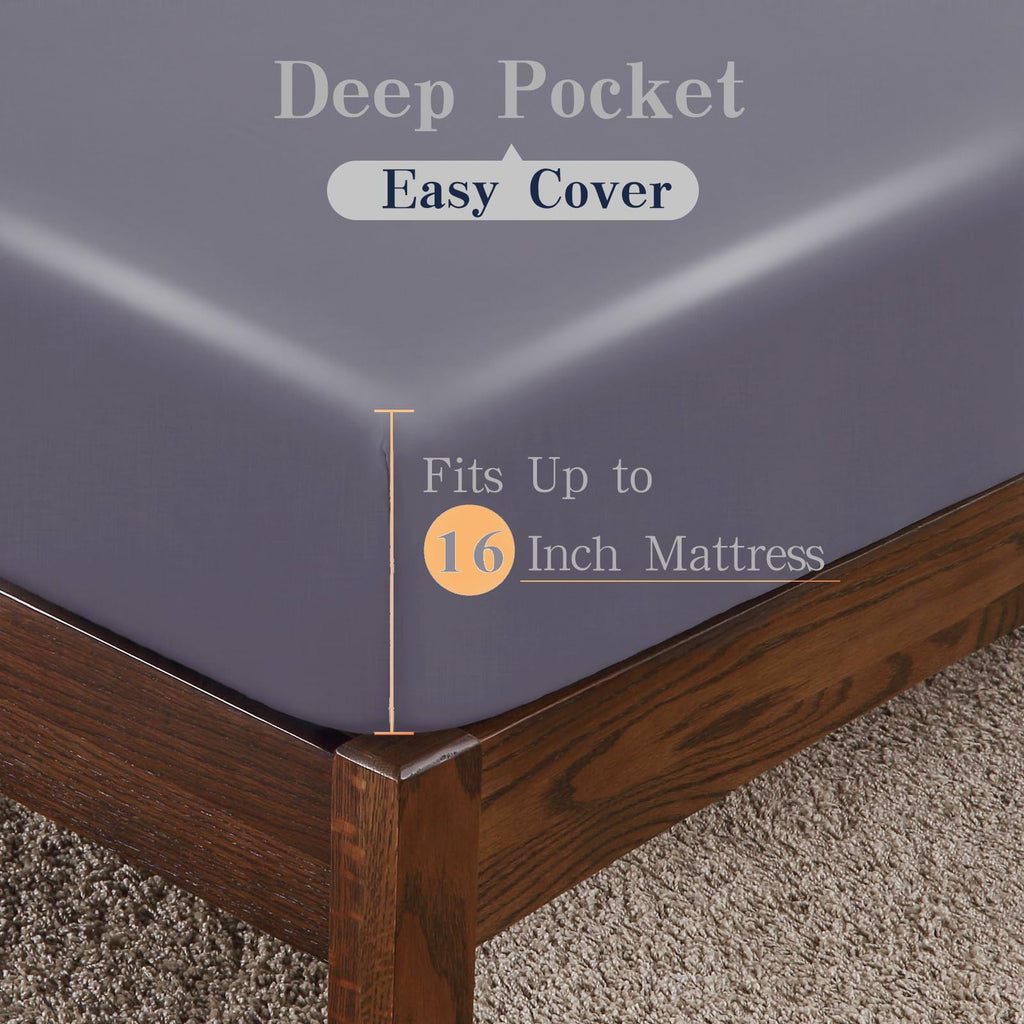 Bamboo Viscose Fitted Sheet 1 Pack King Size Only,400 Thread Count,8-16'' Deep Pocket,Bottom Sheet Colorfast Soft & Silky & Brea