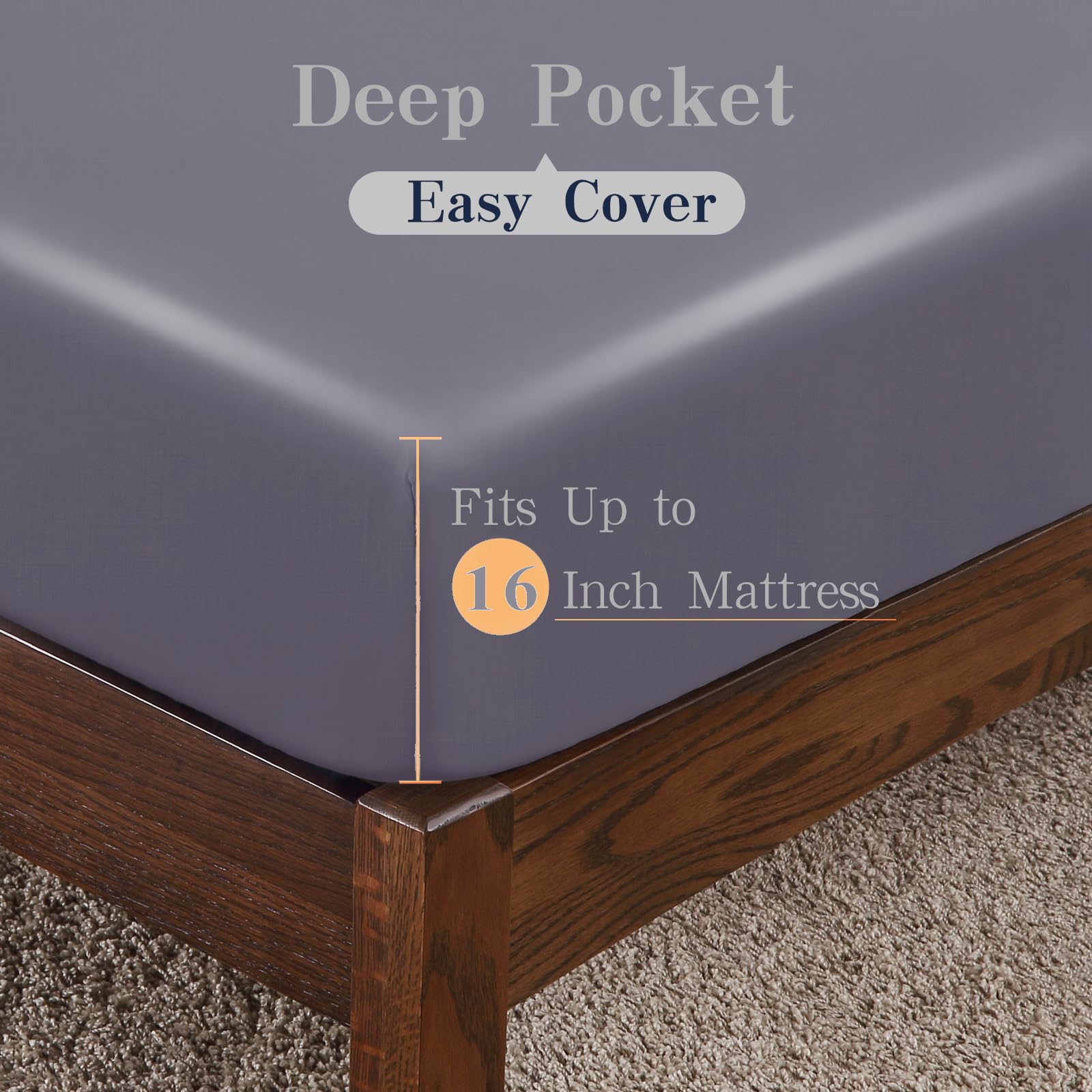 Bamboo Viscose Fitted Sheet 1 Pack King Size Only,400 Thread Count,8-16'' Deep Pocket,Bottom Sheet Colorfast Soft & Silky & Brea