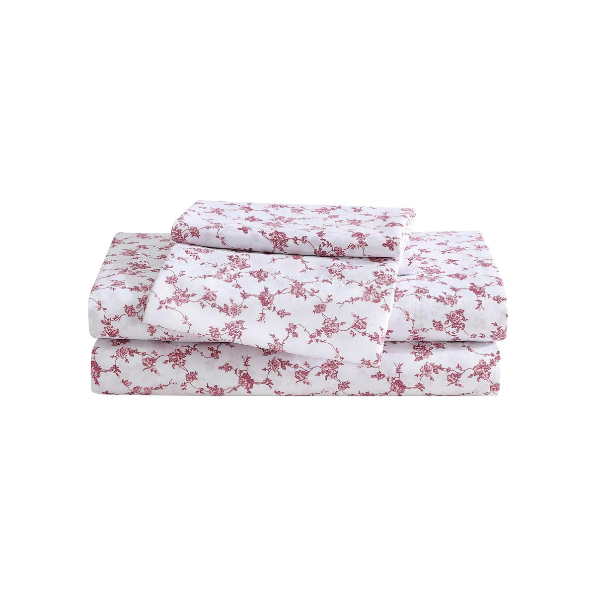 Betsey Johnson - King Sheet Set, Soft & Lightweight Bedding, Fade & Wrinkle Resistant (Floral Toile Pink, King)