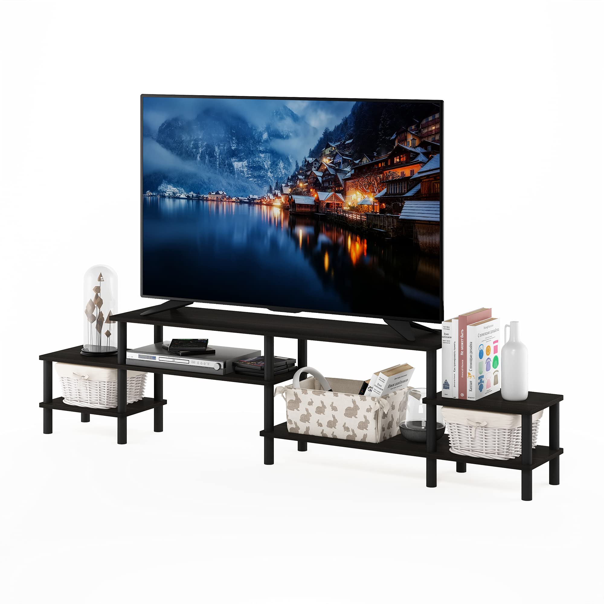 Furinno Turn-N-Tube Grand Stand for TV up, 78 Inch, Espresso