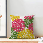 Cxmeifly Hot Pink Summer Outdoor Pillow Covers 18X18 Inch Set Of 2 Yellow Green Dahlia Floral Decor Throw Pillows Modern Geometr