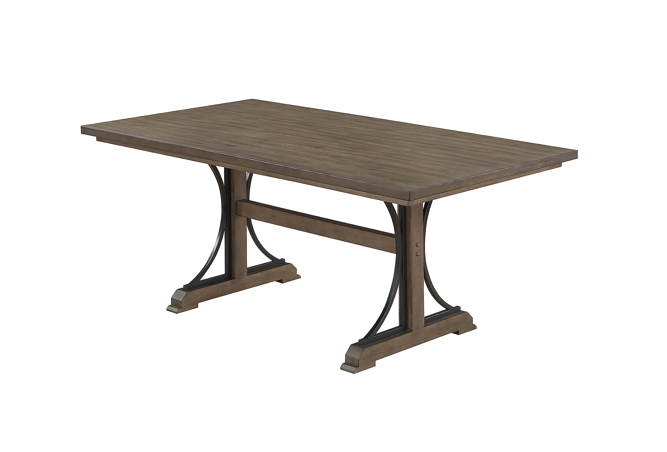 Best Quality Furniture D174D7 Dining Set, Brown Oak/Beige