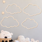 Kathfly 4 Pieces Boho Baby Nursery Wall Decor Wooden Cloud Sun Rainbow Heart Wall Hanging Art Decor For Home Nursery Children Ba