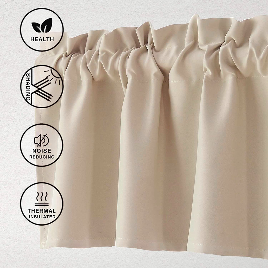 Hiasan Valance Curtains For Kitchen Blackout Thermal Insulated Solid Window Curtain Valance, Camel, 42 X 18 Inches, 1 Panel