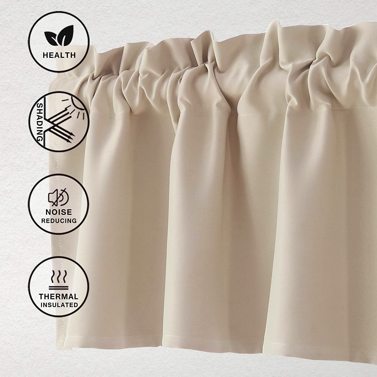 Hiasan Valance Curtains For Kitchen Blackout Thermal Insulated Solid Window Curtain Valance, Camel, 42 X 18 Inches, 1 Panel