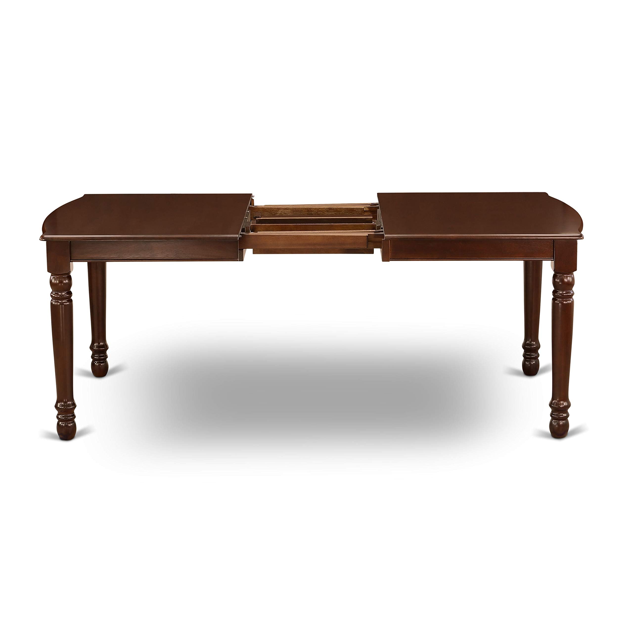 East West Furniture Dodu7-Mah-W 7 Piece Dining Table Set Consist Of A Rectangle Wooden Table With Butterfly Leaf And 6 Dining Room Chairs, 42X78 Inch, Mahogany