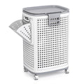 Laundry Hamper with Wheels, Plastic Laundry Basket, 18.5 Gallons