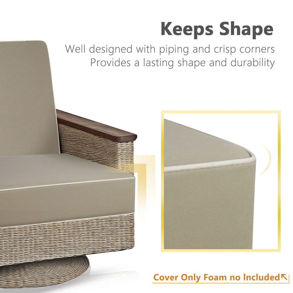 Porch Shield Outdoor Cushion Slipcovers Patio Chair Seat Cushion Covers Set 4 Waterproof Fade Resistant 19 X 19 X 4 Inch, Beige