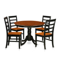 East West Furniture HLPF5-BCH-W 5 Piece Dining Room Furniture Set Includes a Round Dining Table with Pedestal and 4 Wood Seat Chairs, 42x42 Inch, Black & Cherry
