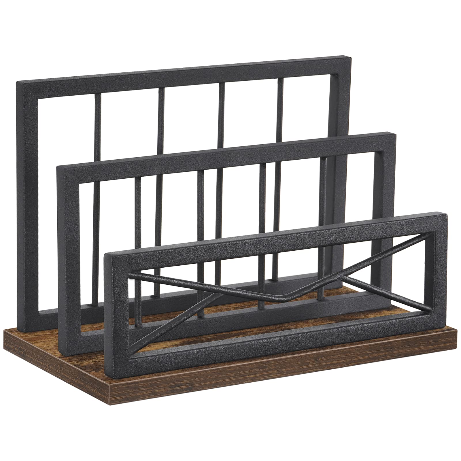 Snughome Desktop Mail Organizer, Desk Mail Organizer With 2-Slot Matte Black Metal Desktop Mail Sorter, Metal Storage File Holde