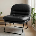 DUMOS Comfy Saucer Chair,PU Leather Foldable Chairs for Bedroom, Dorm & Gaming, Foldable Fashion Floor Chair with Back Support f