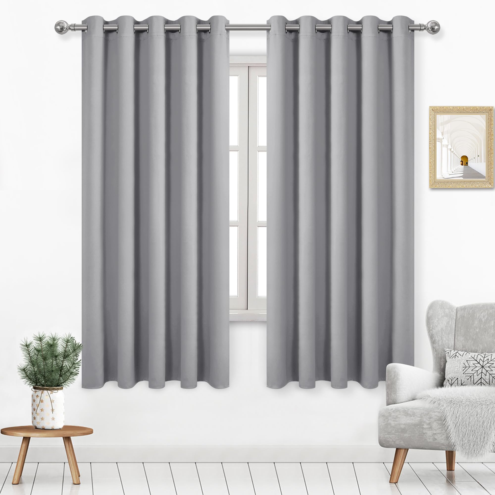 Dwcn Blackout Curtains For Bedroom, Room Darkening Thermal Curtains, 60W Inch Wide Light Blocking Curtain For Living Room - W60