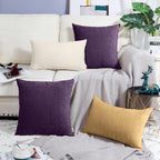 Brawarm Chenille Throw Pillow Covers 22X22 Inches - Purple Chenille Pillow Covers Pack Of 2, Solid Dyed Soft Chenille Pillow Cas