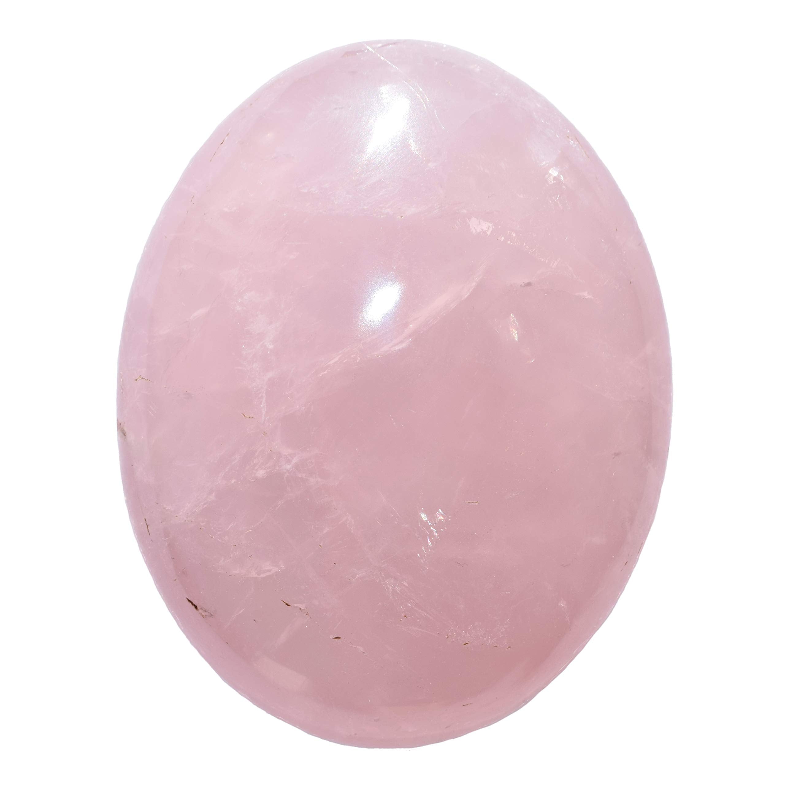 Zenergy Gems Selenite Charged Hand-Carved Natural Rose Quartz (Madagascar) Pocket Palm/Worry Stone + Selenite Heart Charging Cry