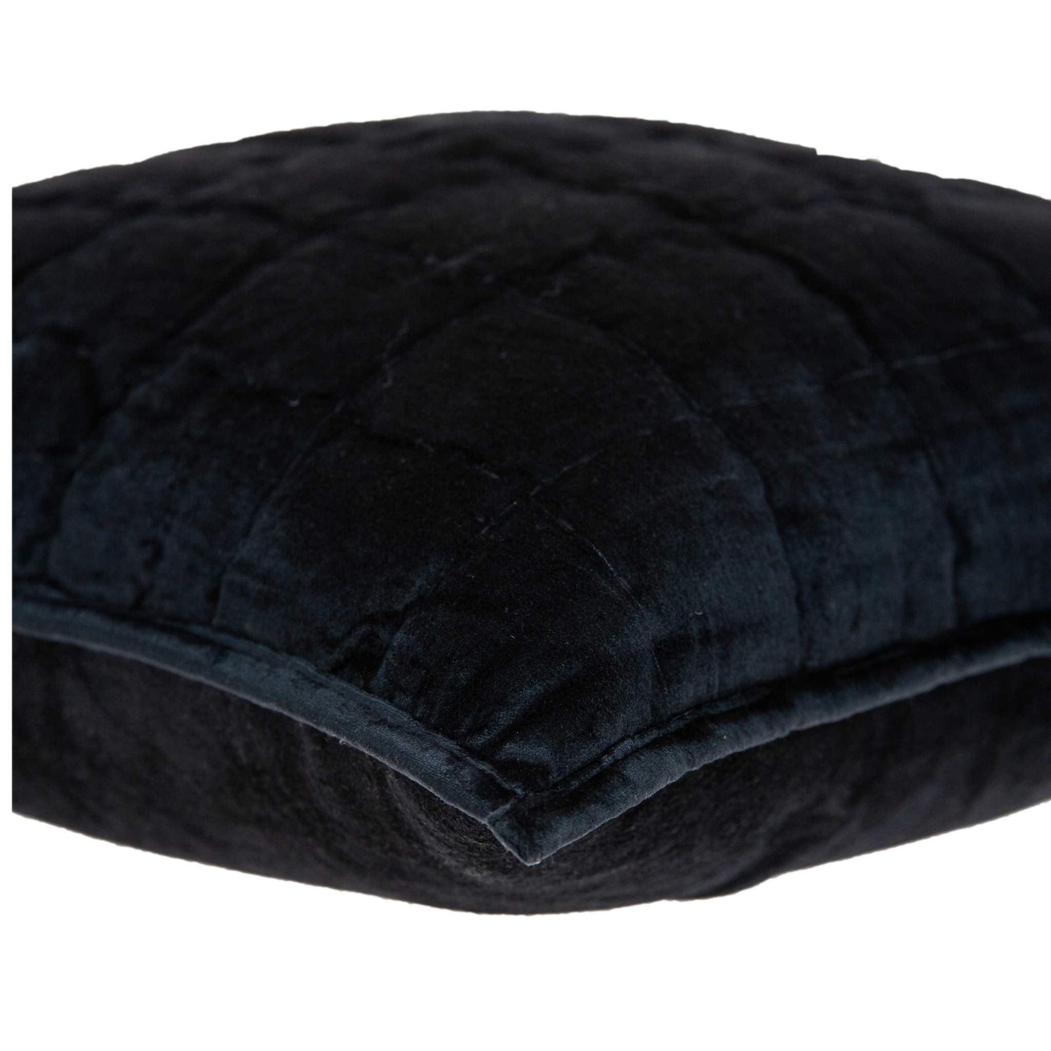 HomeRoots 50% Cotton, 50% Viscose 20' x 7' x 20' Transitional Black Solid Quilted Pillow Cover with Poly Insert