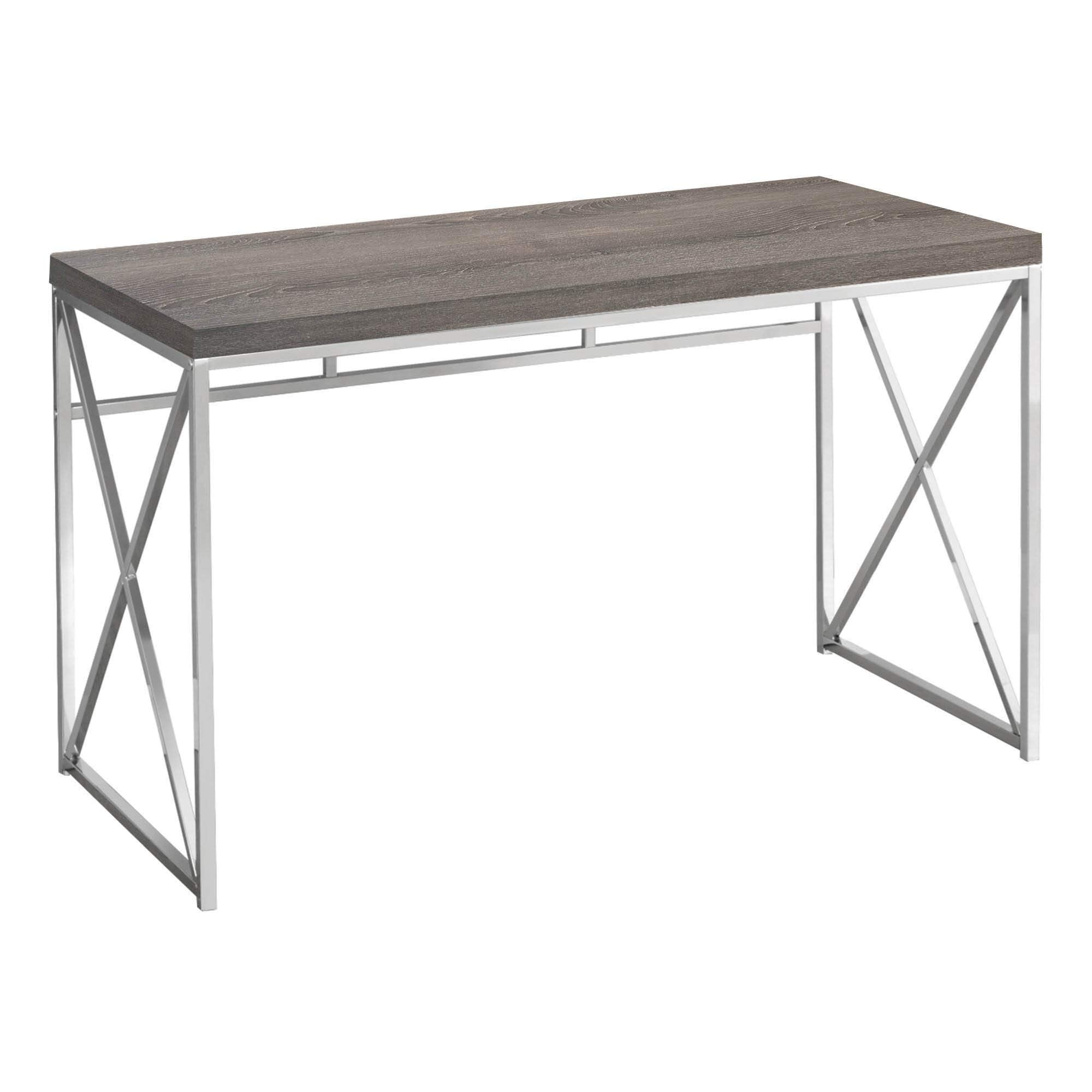 Monarch Specialties I 7204 Computer Desk, Home Office, Laptop, Work, Metal, Laminate, Brown, Chrome, Contemporary, Modern